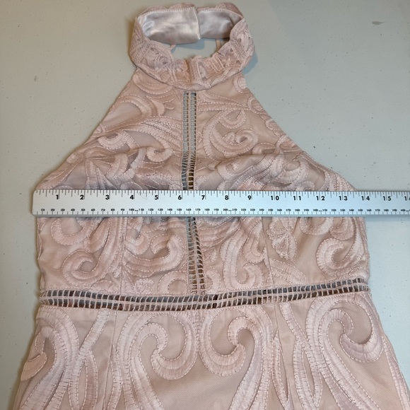 Bardot Hana Lace Halter Midi Dress Blush Pink Sheer Overlay Wedding Size US 4 XS - Picture 14 of 16